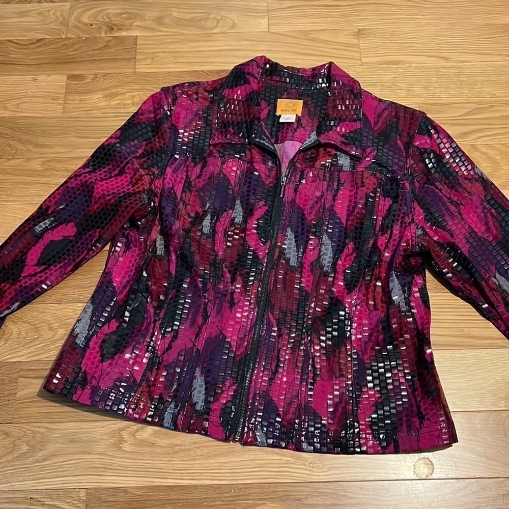 Ruby Rd Vintage Full Zip Shiny Shacket Size 14 - image 8